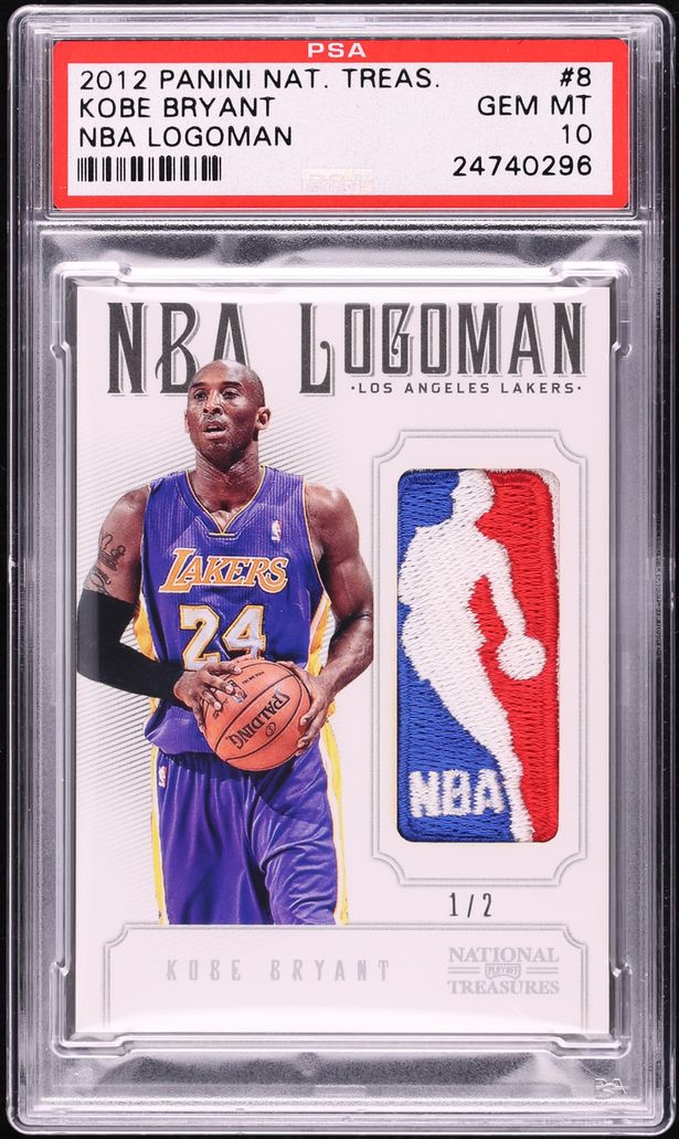 2012 National Treasures Kobe Bryant NBA LOGOMAN PATCH 1/2 #8 PSA 10 GEM MINT
