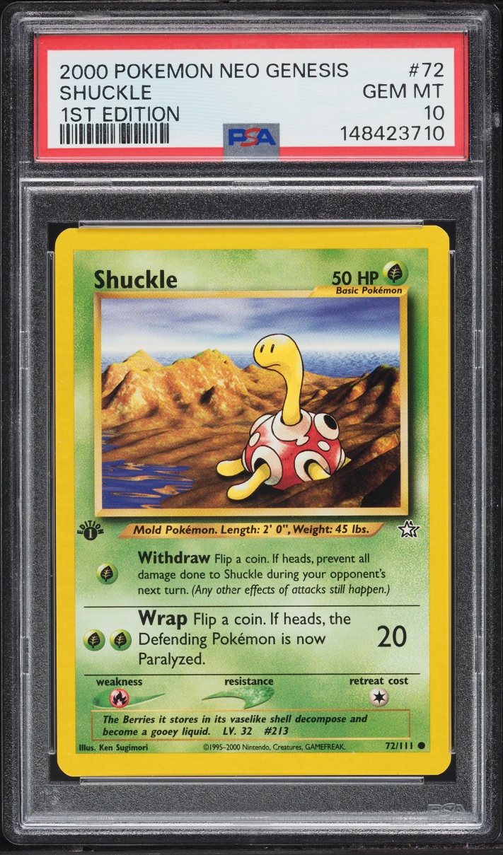 2000 Pokemon Neo Genesis 1st Edition Shuckle #72 PSA 10 GEM MINT