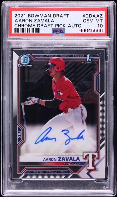 2021 Bowman Chrome Draft Picks Aaron Zavala PROSPECT AUTO #CDA-AZ PSA 10 GEM MINT