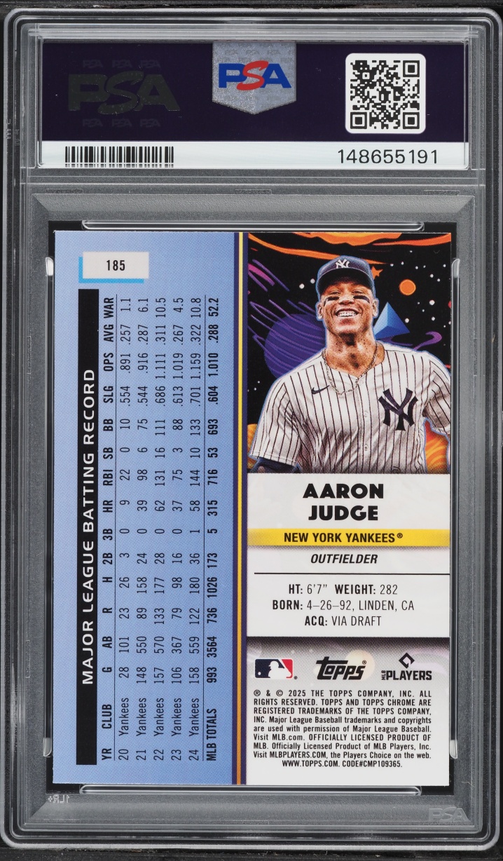2025 Topps Chrome Cosmic Aaron Judge #185 PSA 10 GEM MINT