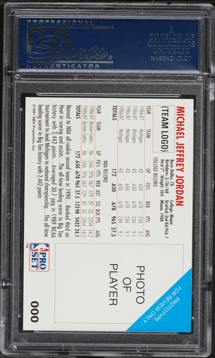 1991 Pro Set Prototypes Michael Jordan PSA 9 MINT