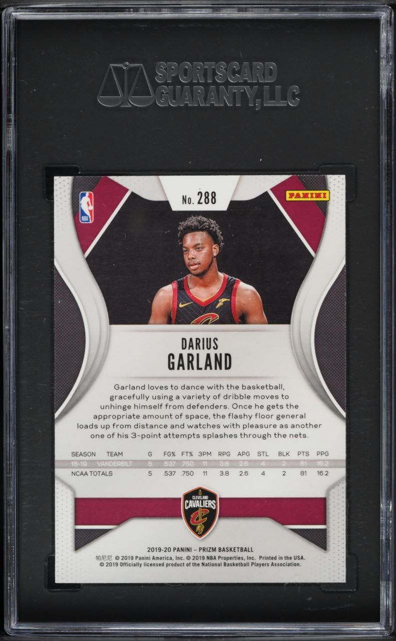 2019 Panini Prizm Darius Garland ROOKIE #288 SGC 10 GEM MINT