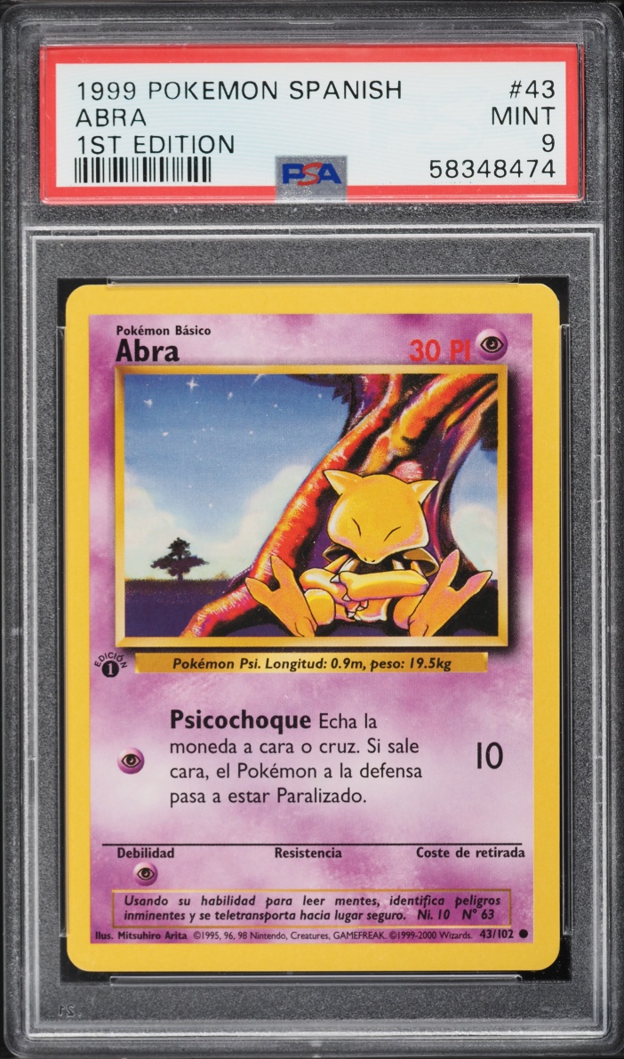 1999 Pokemon Spanish Base Set 1st Edition Abra #43 PSA 9 MINT
