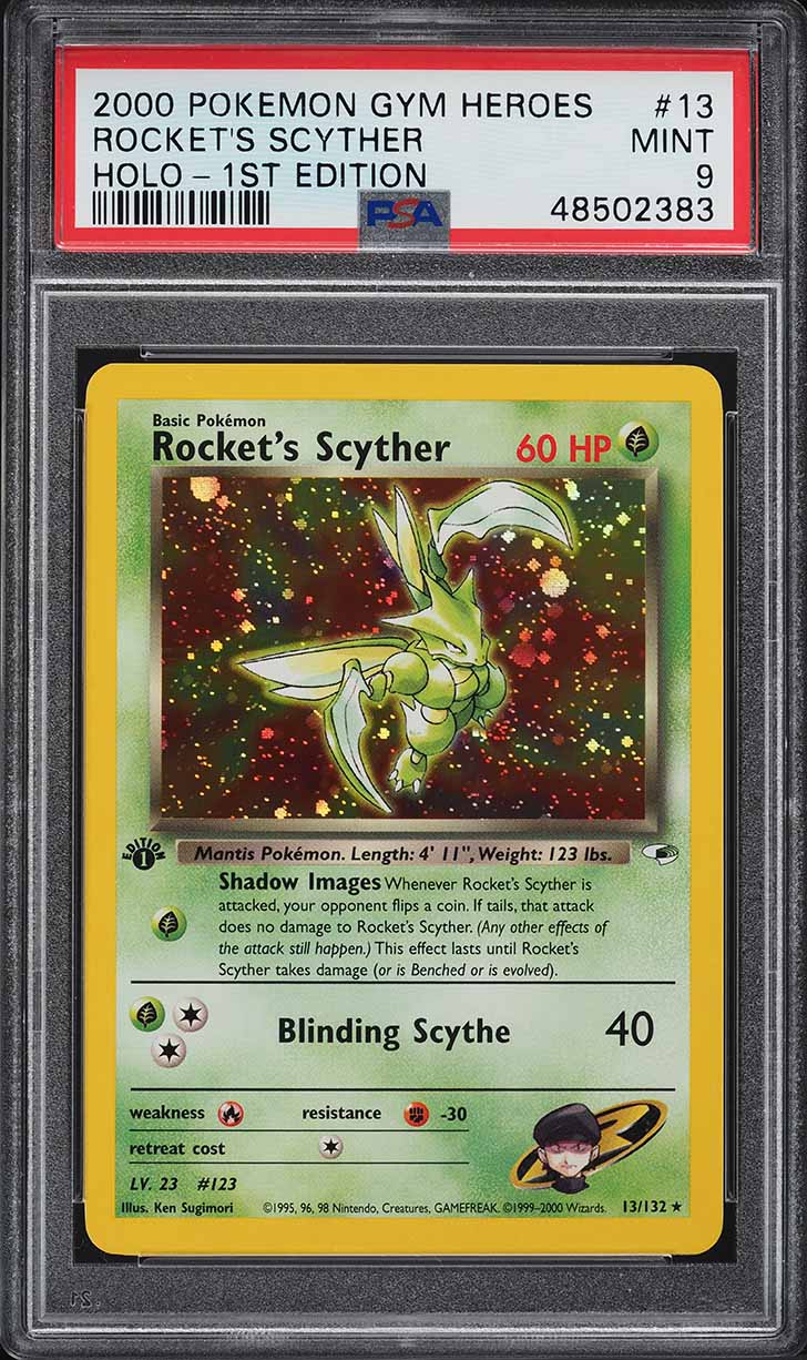 2000 Pokemon Gym Heroes 1st Edition Holo Rocket's Scyther #13 PSA 9 MINT