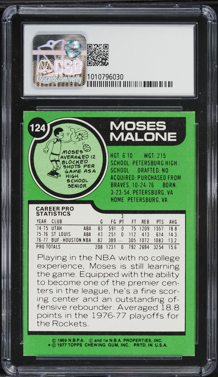 1977 Topps Basketball Moses Malone #124 CSG 6.5 EXMT+