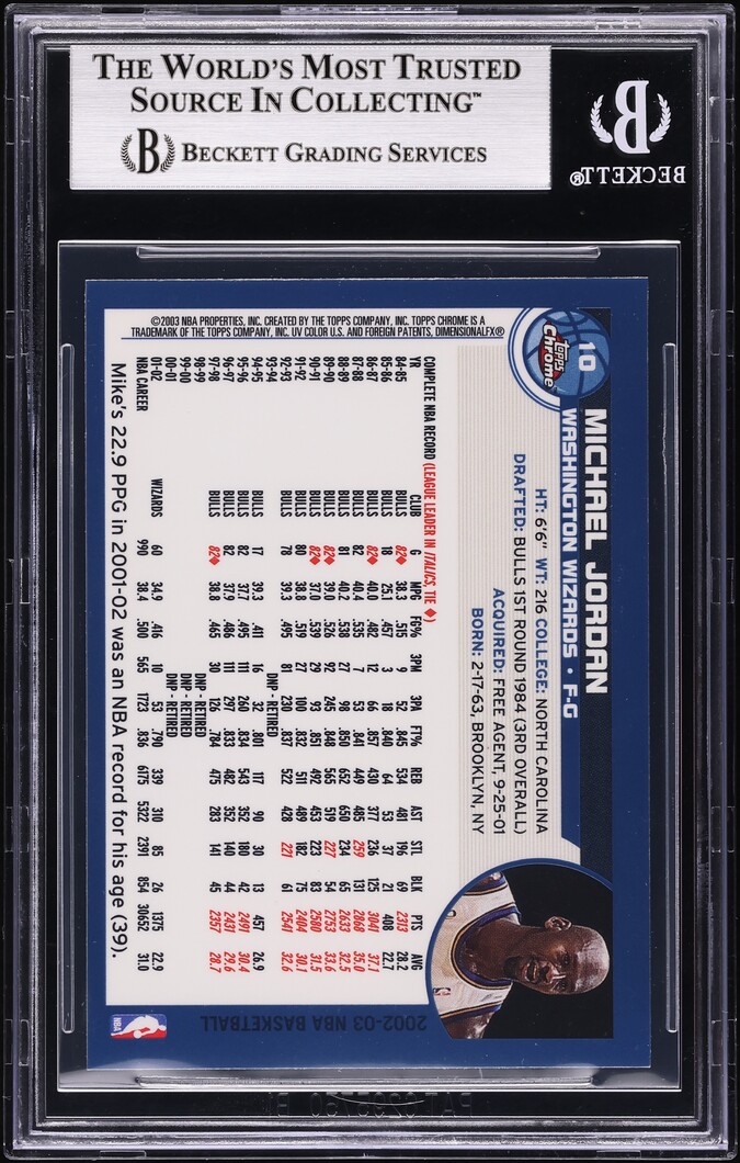 2002 Topps Chrome Michael Jordan #10 BGS 8.5 NM-MT+