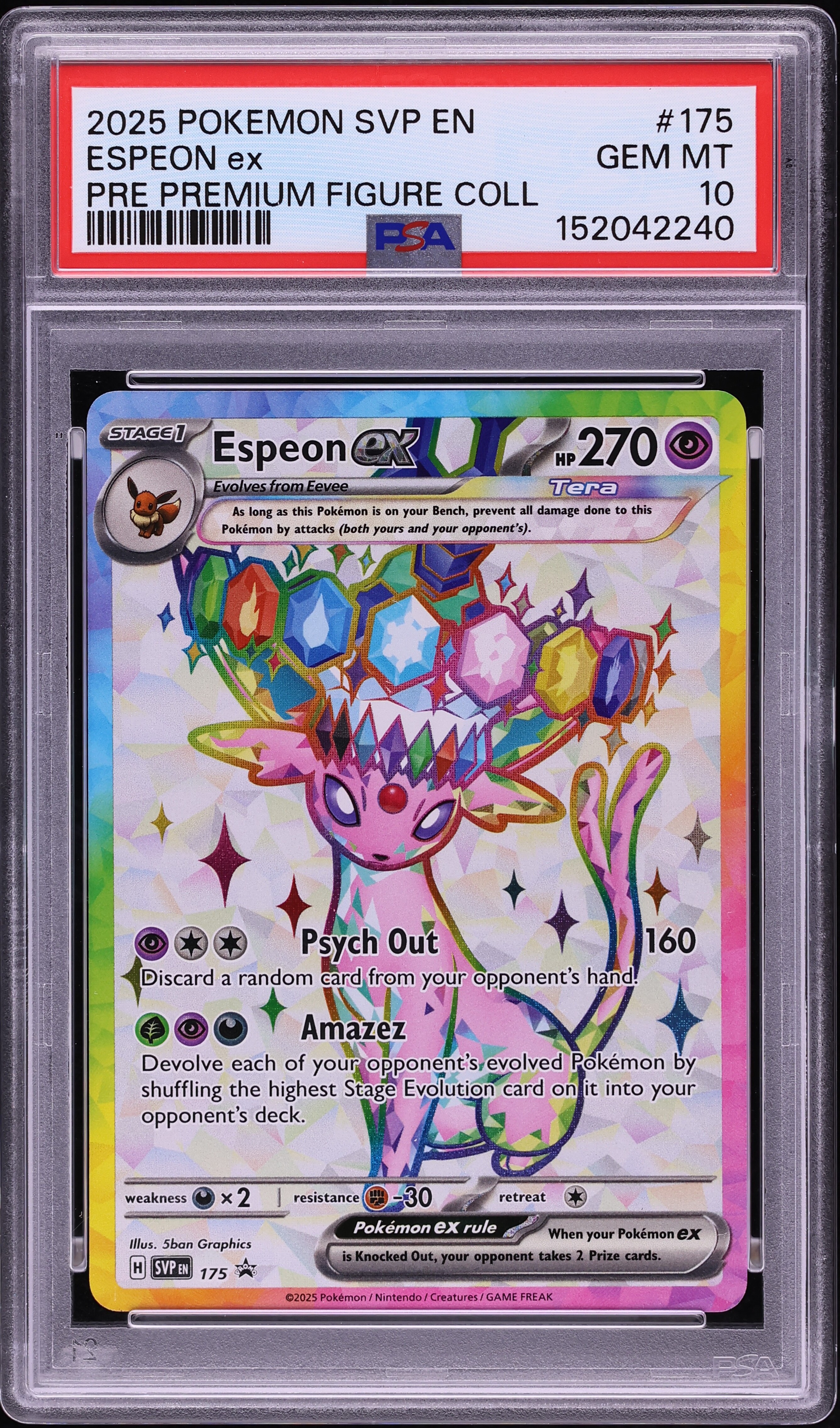 2025 Pokemon SV Promo Prismatic Evolutions Premium Figure Full Art Espeon ex #175 PSA 10 GEM