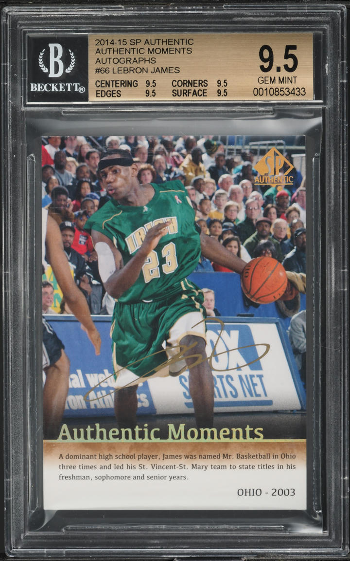 2014 SP Authentic Moments LeBron James AUTO #66 BGS 9.5 GEM MINT
