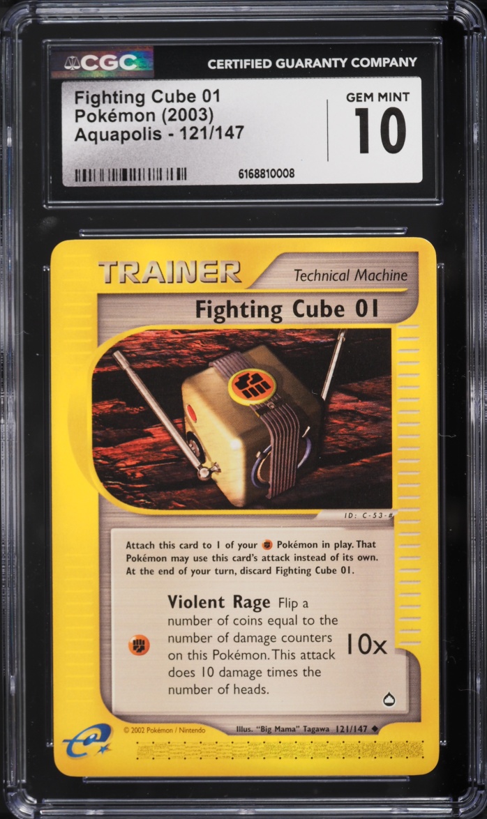 2003 Pokemon E-Card Aquapolis Fighting Cube 01 #121 CGC 10 GEM MINT