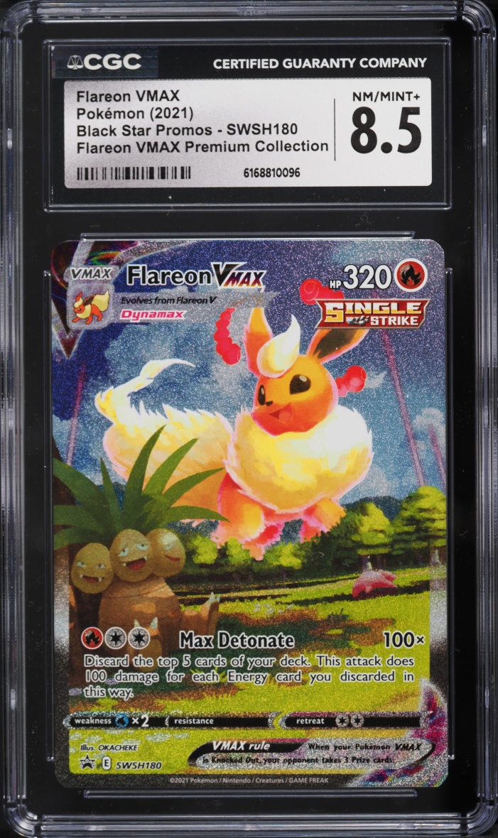 2021 Pokemon Sword & Shield Promo Premium Collection Full Art Flareon VMAX #SWSH180 CGC 8.5