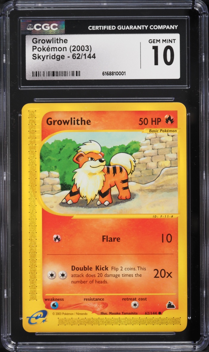 2003 Pokemon E-Card Skyridge Growlithe #62 CGC 10 GEM MINT