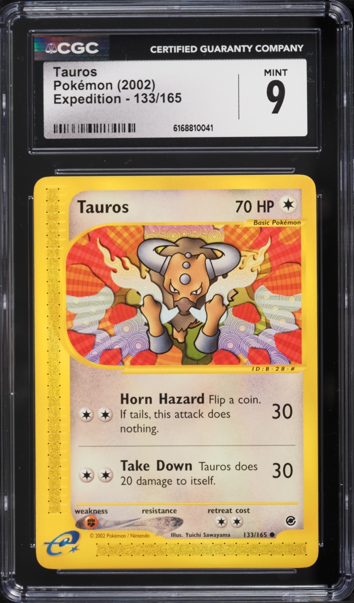2002 Pokemon E-Card Expedition Tauros #133 CGC 9 MINT