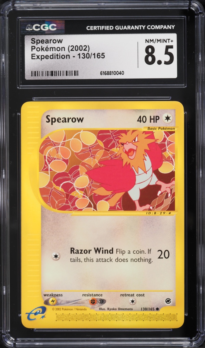 2002 Pokemon E-Card Expedition Base Set Spearow #130 CGC 8.5 NM-MT+