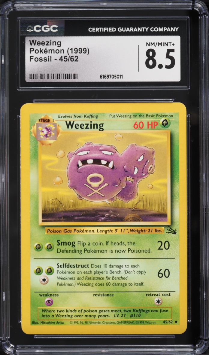 1999 Pokemon Fossil Weezing #45 CGC 8.5 NM-MT+