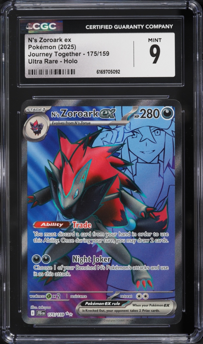 2025 Pokemon Scarlet & Violet Journey Together Full Art N's Zoroark ex #175 CGC 9 MINT