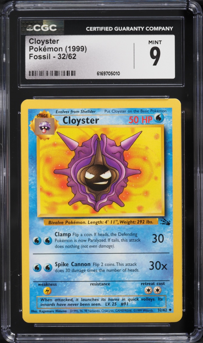 1999 Pokemon Fossil Cloyster #32 CGC 9 MINT