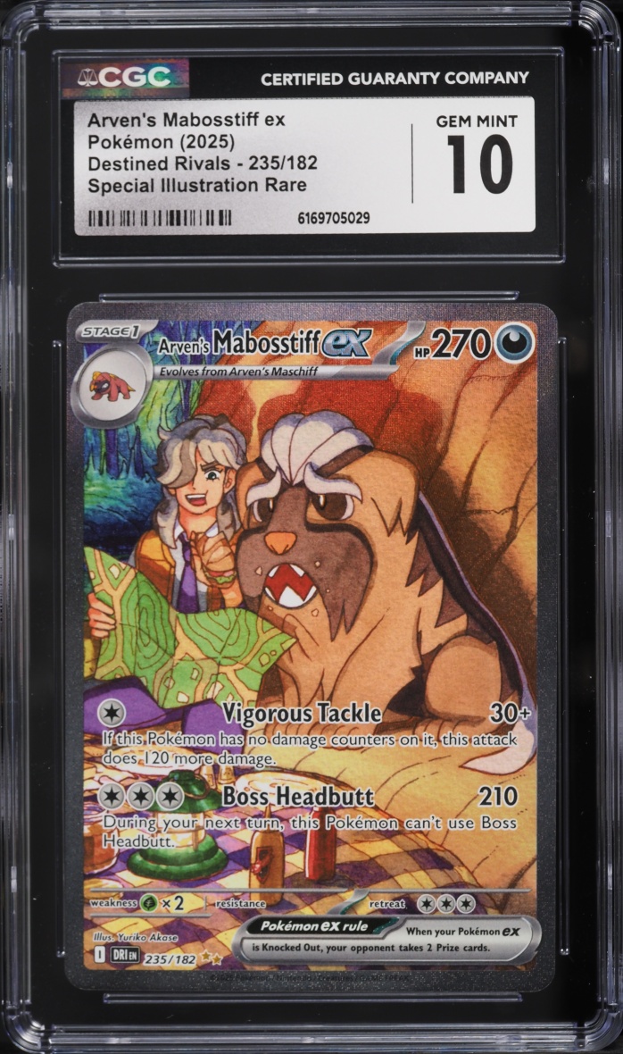 2025 Pokemon Scarlet & Violet Destined Rivals SIR Arven's Mabosstiff Ex #235 CGC 10 GEM MINT