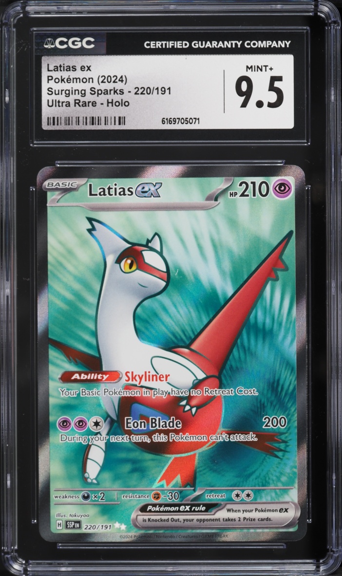 2024 Pokemon Scarlet & Violet Surging Sparks Full Art Latias ex #220 CGC 9.5 MINT+