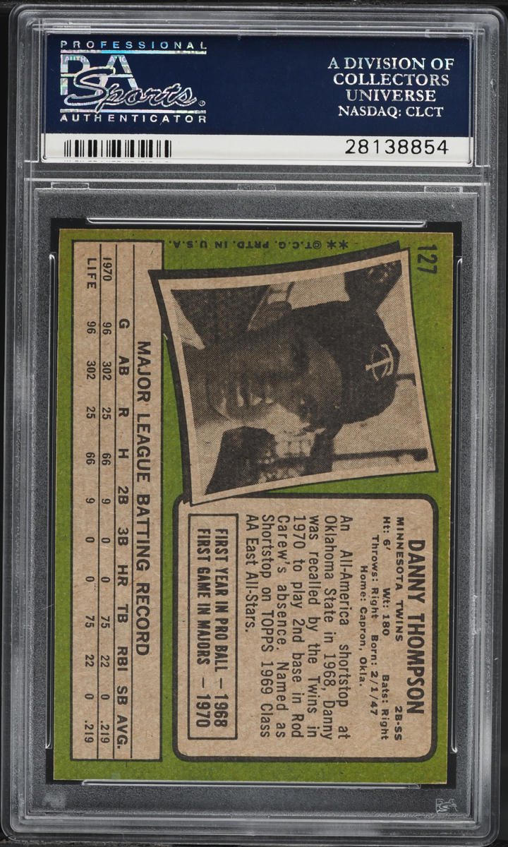 1971 Topps Danny Thompson #127 PSA 8 NM-MT