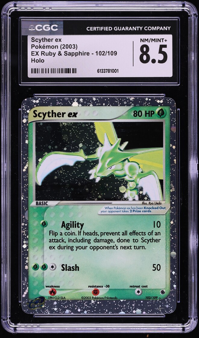 2003 Pokemon EX Ruby & Sapphire Holo Scyther ex #102 CGC 8.5 NM-MT+