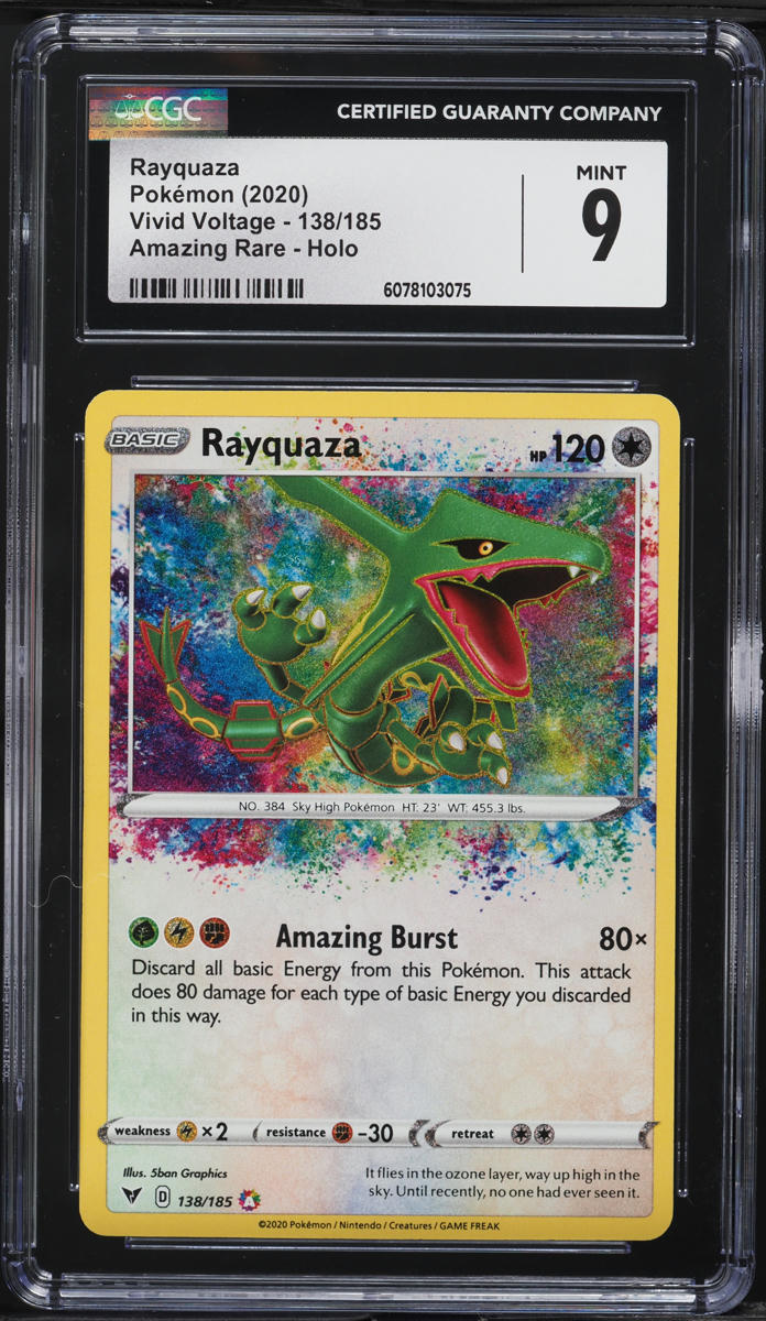 2020 Pokemon Sword & Shield Vivid Voltage Amazing Rare Rayquaza #138 CGC 9 MINT