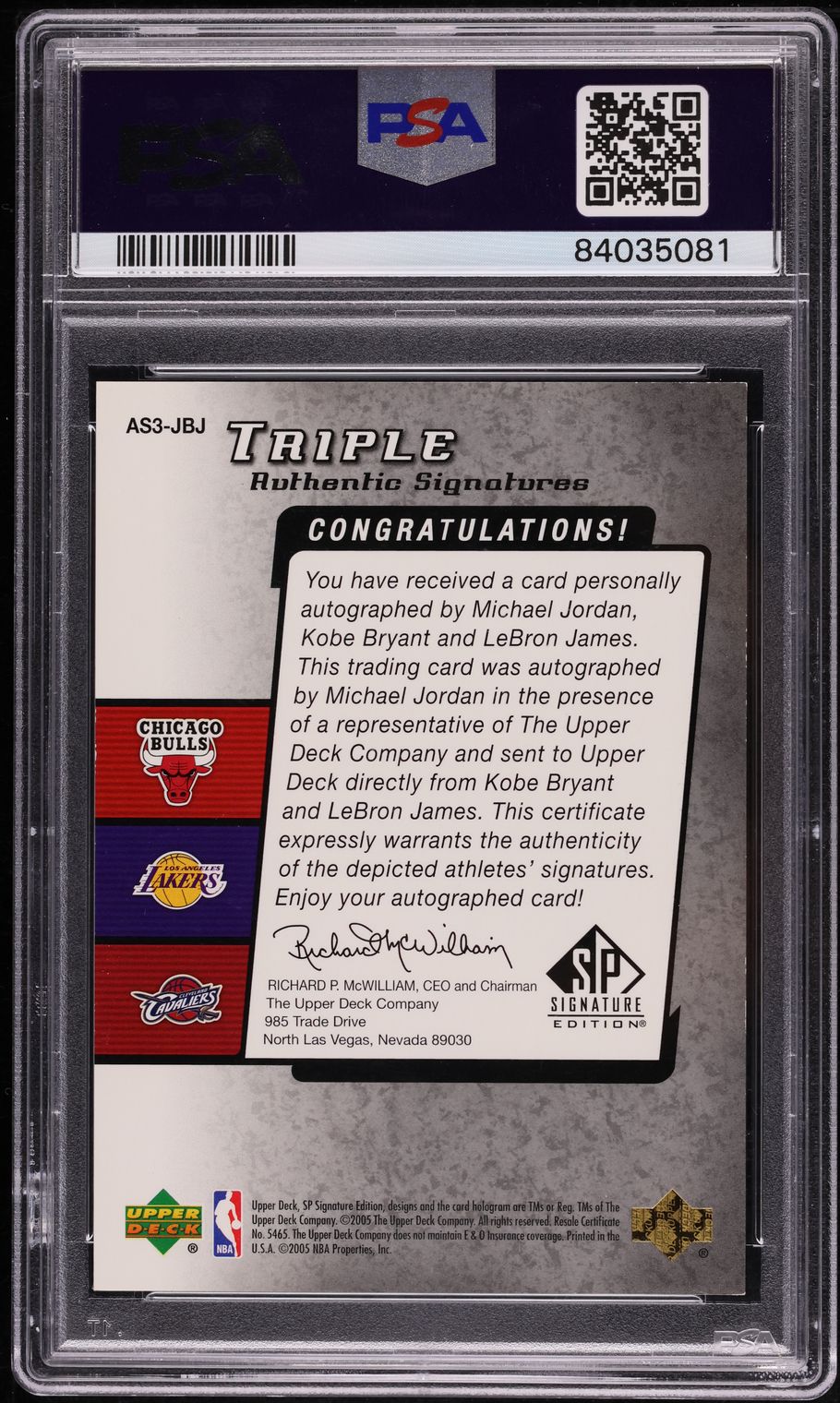 2004 SP Sign Triple Michael Jordan Kobe Bryant LeBron James AUTO