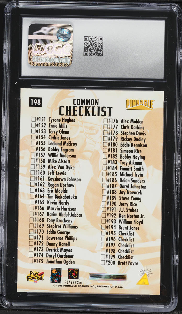 1996 Pinnacle Football Bary Sanders #198 CGC 10 GEM MINT