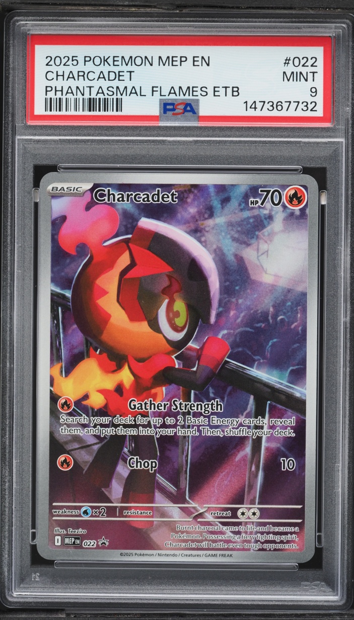 2025 Pokemon Mega Evolution Promo Phantasmal Flames ETB Charcadet #022 PSA 9 MINT