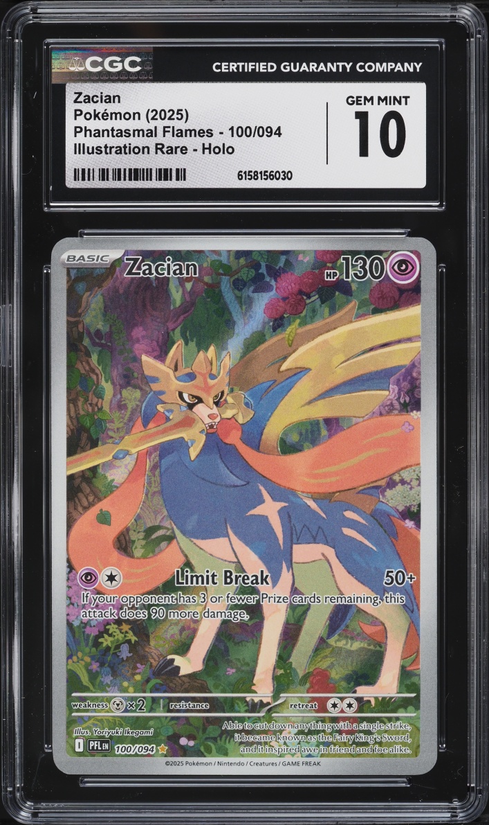 2025 Pokemon Mega Evolution Phantasmal Flames IR Zacian #100 CGC 10 GEM MINT