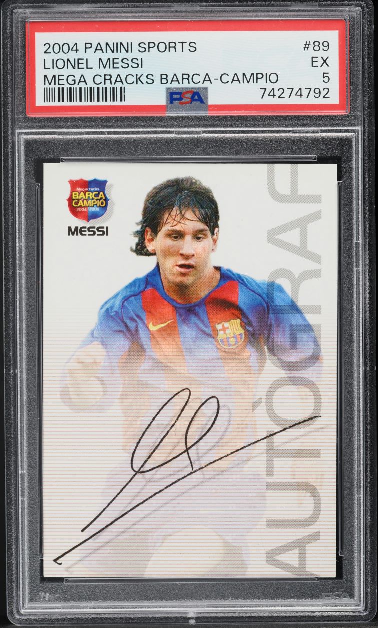 2004 Panini Sports Mega Cracks Barca Campio Lionel Messi ROOKIE #89 PSA 5 EX