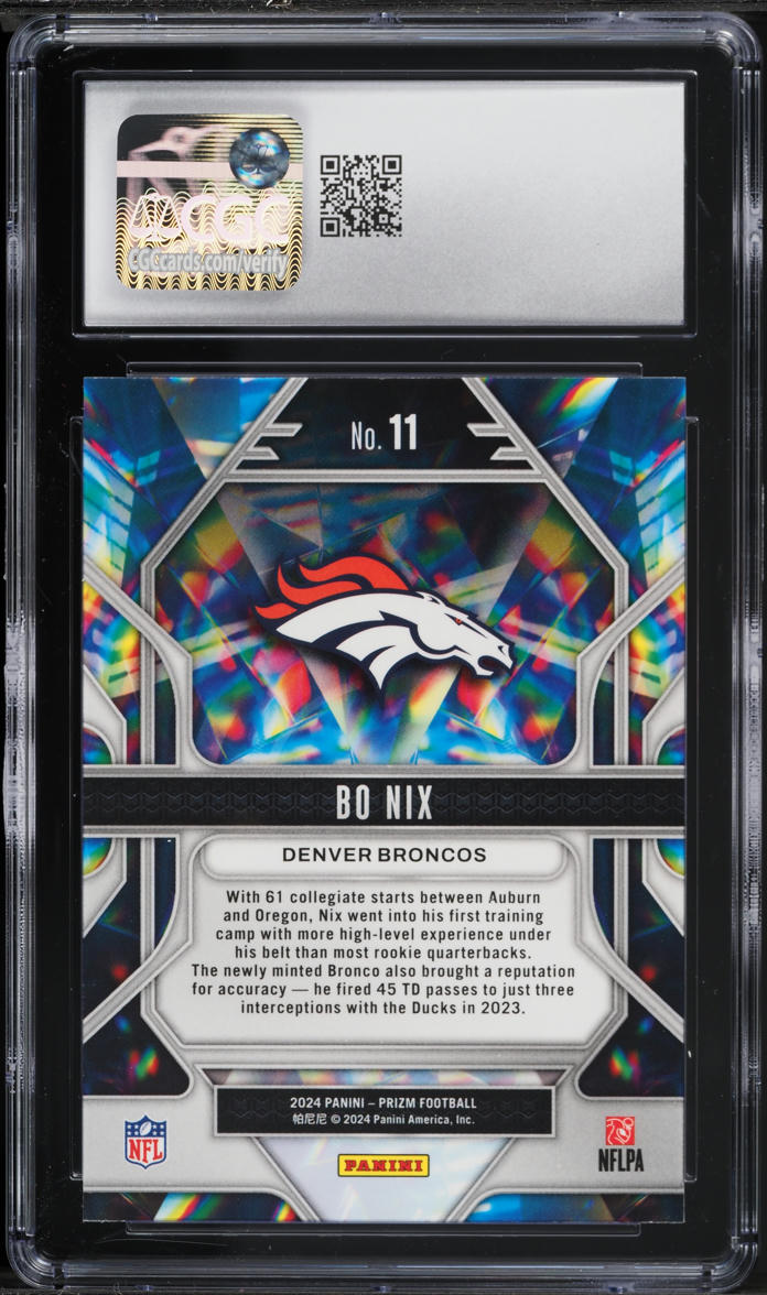 2024 Panini Prizm Prizmatic Bo Nix ROOKIE #11 CGC 10 GEM MINT