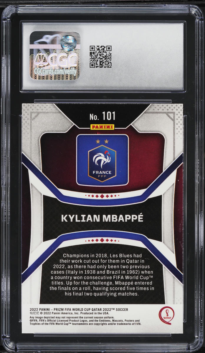 2022 Panini Prizm World Cup Kylian Mbappe #101 CGC 7 NRMT