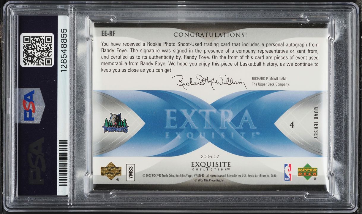 2006 Exquisite Collection Extra Exquisite Randy Foye PATCH AUTO /10 #EE-RF PSA 6 EXMT