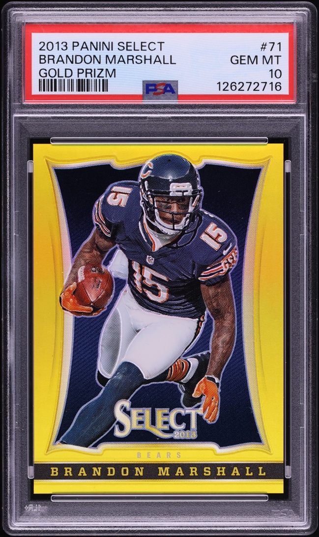 2013 Select Gold Prizm Brandon Marshall /10 #71 PSA 10 GEM MINT