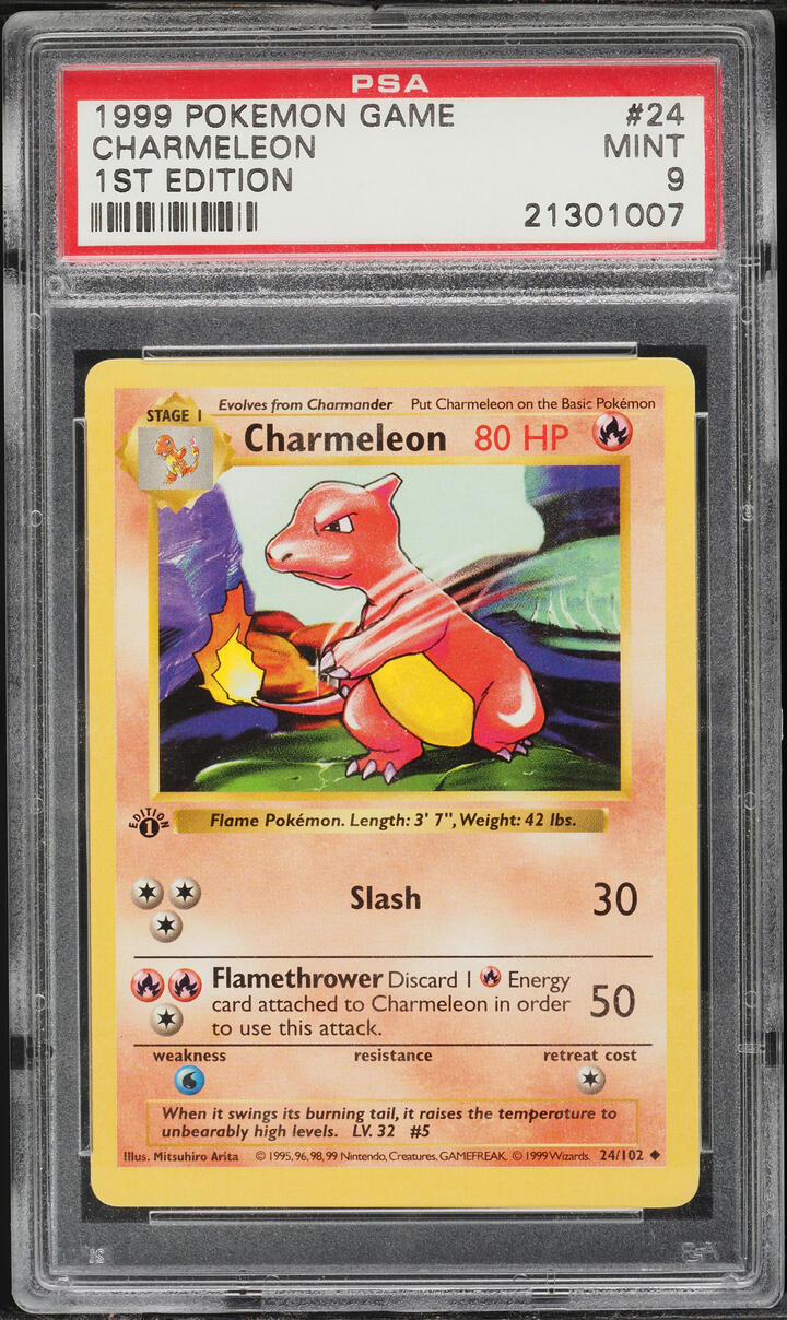 1999 Pokemon Base Set Shadowless 1st Edition Charmeleon #24 PSA 9 MINT