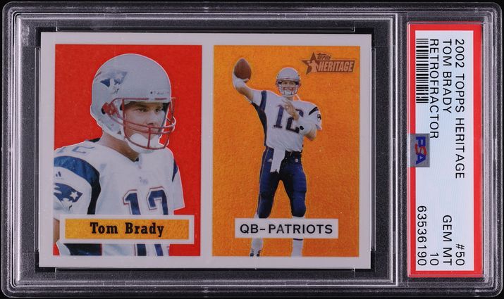 2002 Topps Heritage Retrofractor Tom Brady /557 #50 PSA 10 GEM MINT