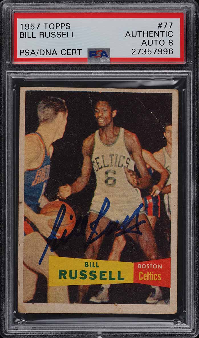 1957 Topps Basketball Bill Russell ROOKIE RC PSA/DNA 8 AUTO #77 PSA ...