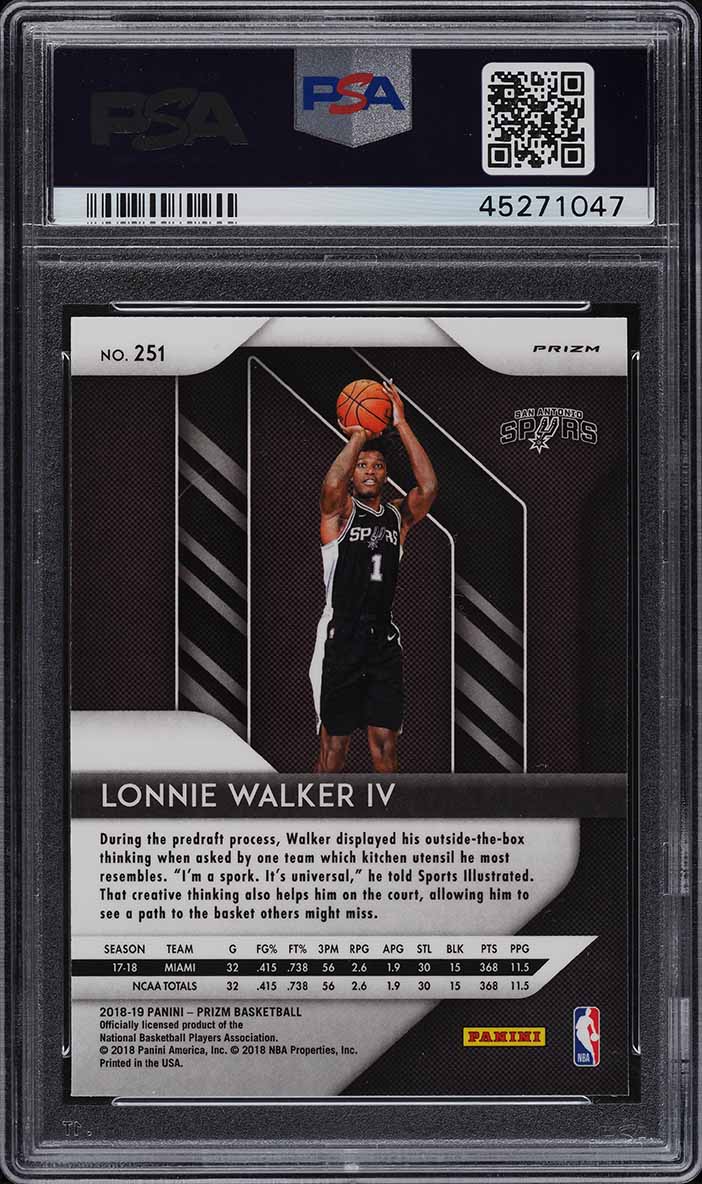 2018 Panini Prizm Pink Ice Lonnie Walker IV ROOKIE #251 PSA 10 GEM MINT