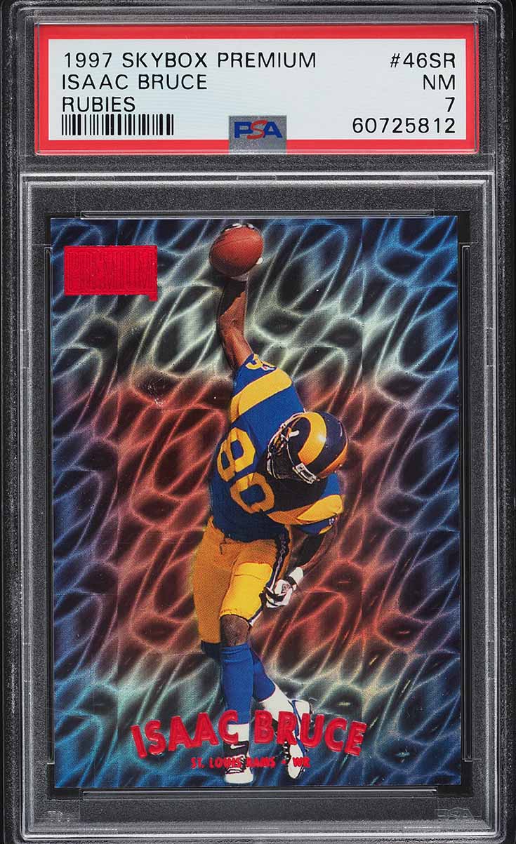 1997 Skybox Premium Rubies Isaac Bruce 1/50 #46SR PSA 7 NRMT