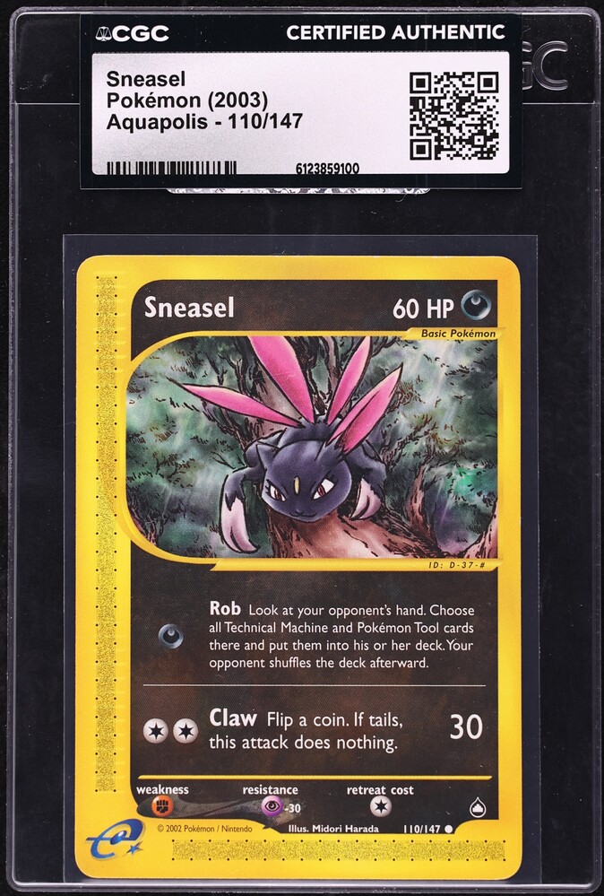2003 Pokemon Aquapolis Sneasel #110 CGC AUTH