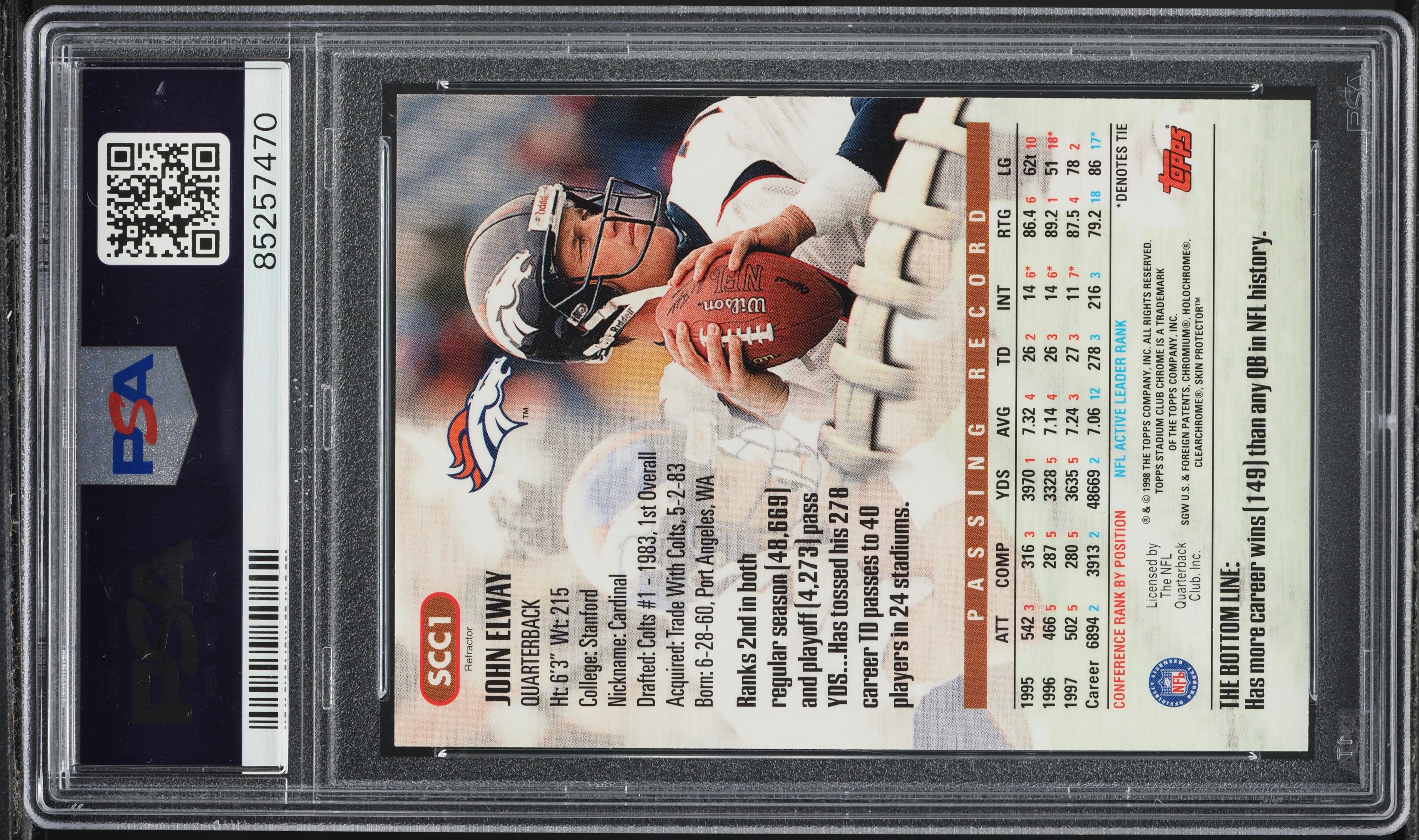 1998 Stadium Club Chrome Refractor John Elway #SCC1 PSA 10