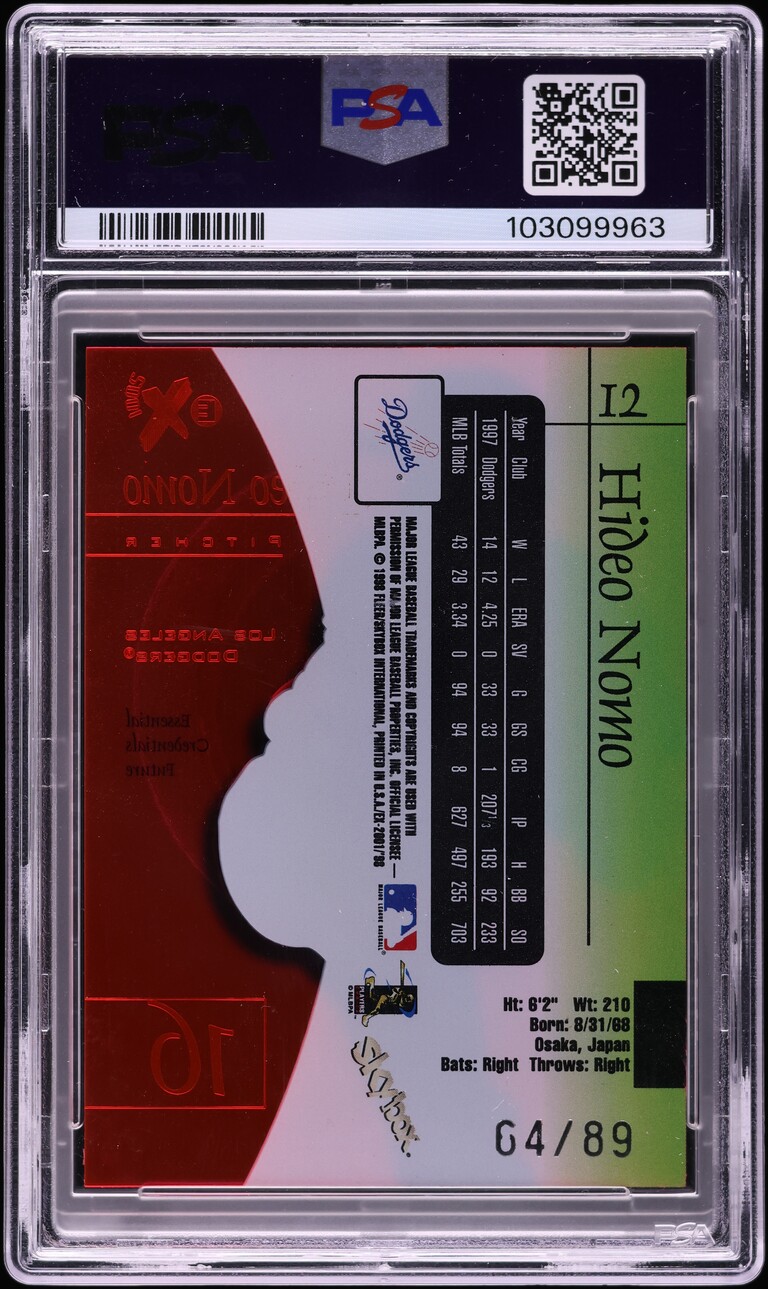1998 Skybox E-X 2001 Essential Credentials Future Hideo Nomo /89 #12 PSA 8 NM-MT - Photo 2