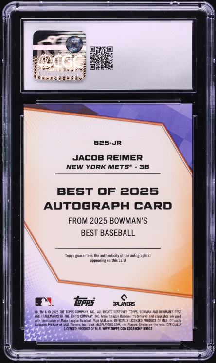 2025 Bowman's Best Of '25 Blue Refractor Jacob Reimer PROSPECT AUTO /150 #B25-JR CGC 9 MINT