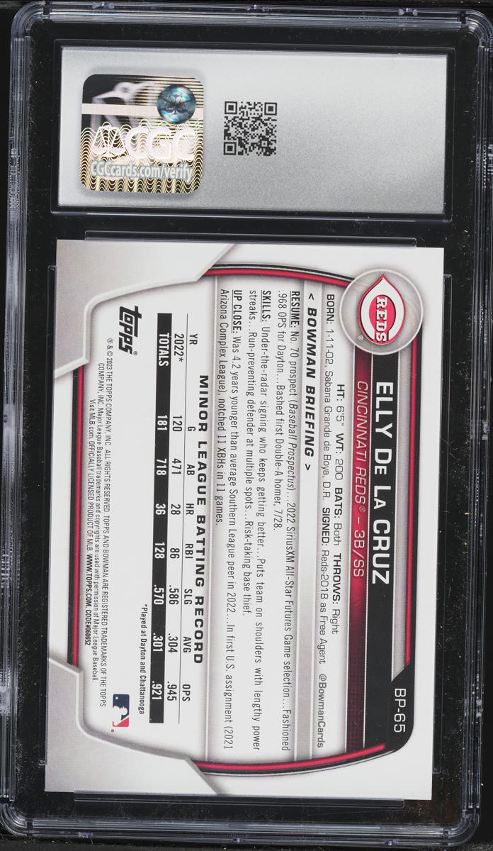 2023 Bowman Elly De La Cruz PROSPECT #BP-65 CGC 10 GEM MINT