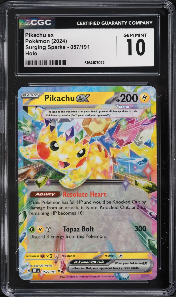 2024 Pokemon Scarlet & Violet Surging Sparks Holo Pikachu ex #57 CGC 10 GEM MINT
