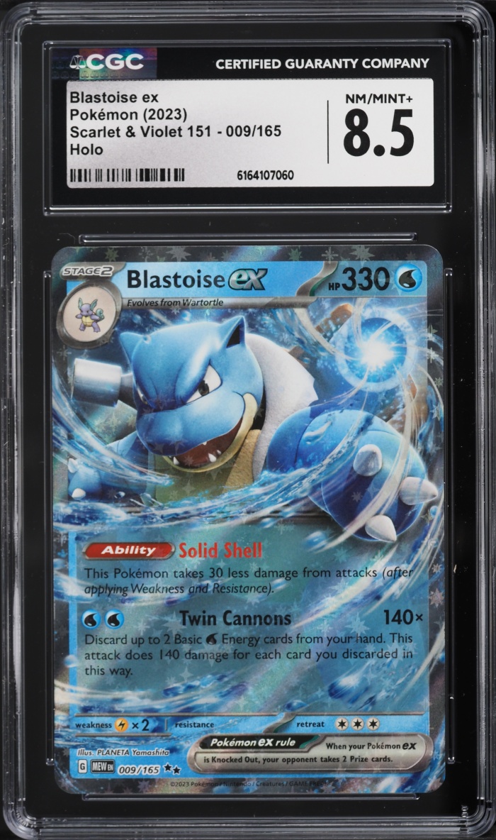 2023 Pokemon Scarlet & Violet 151 Holo Blastoise ex #9 CGC 8.5 NM-MT+