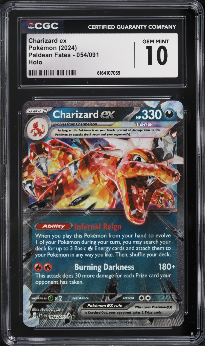 2024 Pokemon Scarlet & Violet Paldean Fates Holo Charizard Ex #54 CGC 10 GEM MINT