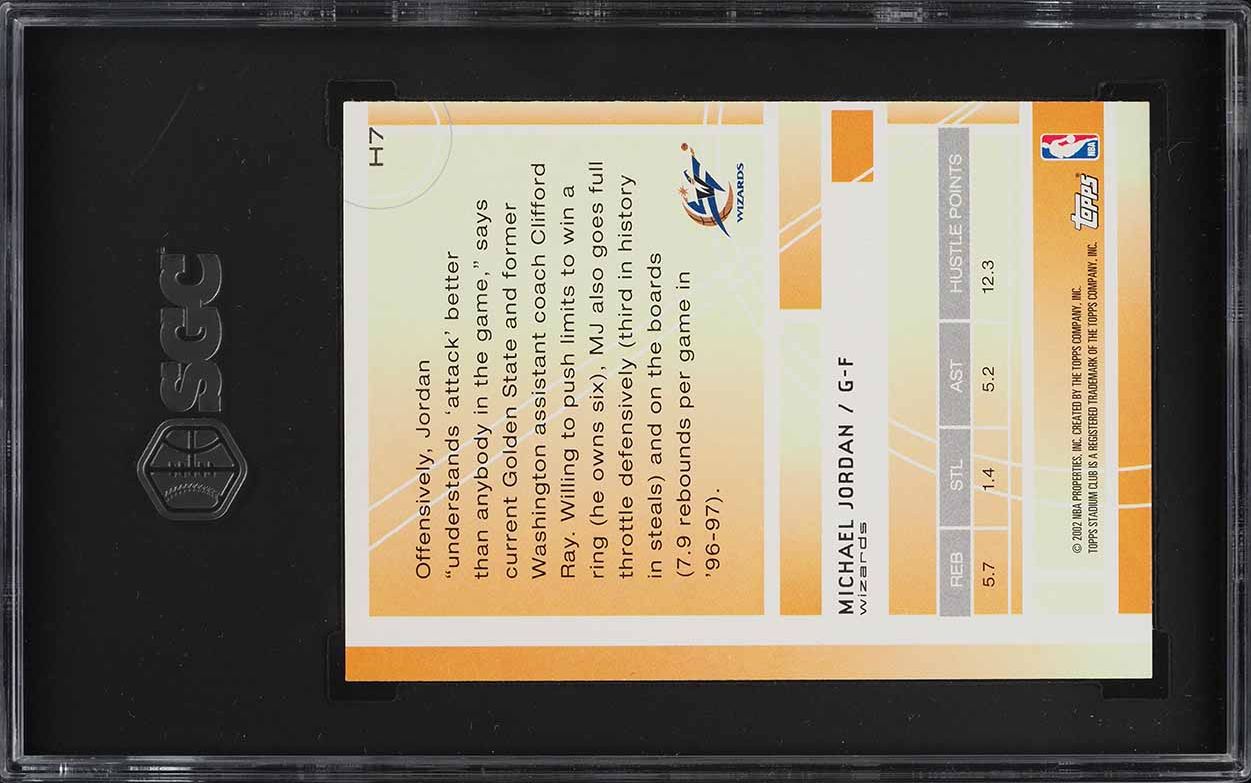 2002 Stadium Club The Hustlers Michael Jordan #H7 SGC 9 MINT