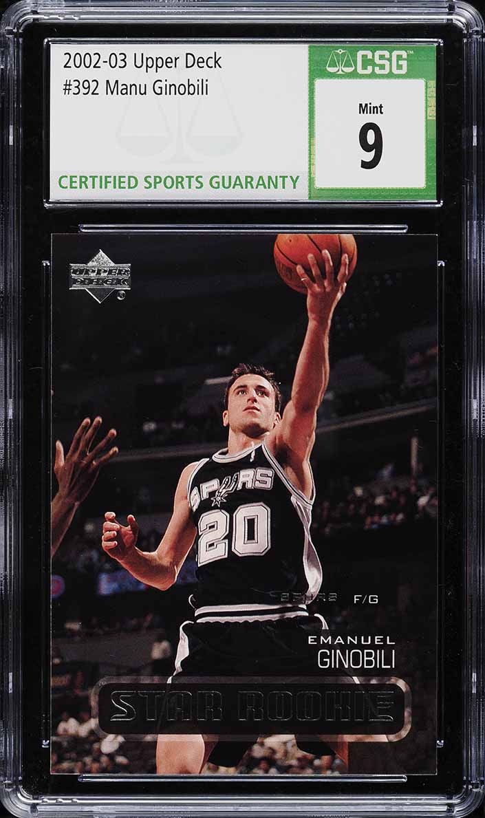 2002 Upper Deck Basketball Manu Ginobili ROOKIE #392 CSG 9 MINT
