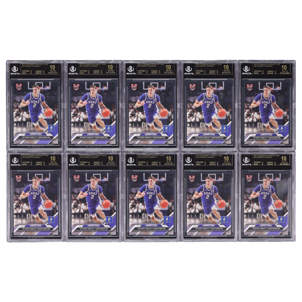 Lot(10) 2024 Bowman University Now Cooper Flagg RC #16 ALL BGS 10 BLACK LABEL